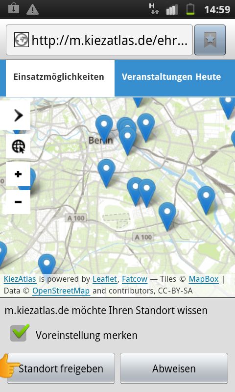 Abbildung 4.a) Android Browser Standortabfrage