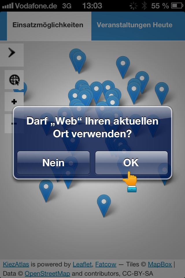 Abbildung 4.b) iPhone Browser Standortabfrage